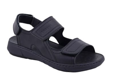 Leather sandals with double adjustable velcro